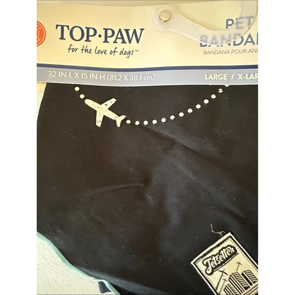 Top Paw “Jetsetter” Pet Bandana Size L/XL Travel Dog Scar